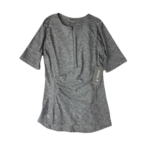 Athleta Pants - Athleta NEW Pacifica Wrap Front Short Sleeve Shirt‎ Quarter Zip Gray XS